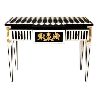 1960s Courtly checkered Console Table-Black/white For Sale