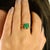 Green Double Prong Set Art Deco 2 Ct Emerald Engagement Ring Size 5 in 14k Solid Gold For Sale - Image 8 of 14