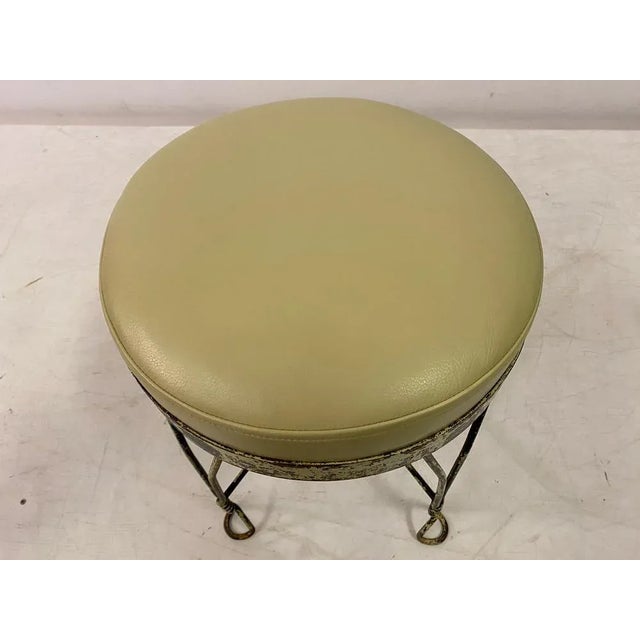 Wrought Iron and Leather Stool, 1960s For Sale - Image 4 of 10
