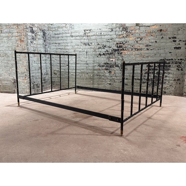 Jacques Adnet Hermes Leather and Brass Full Size Bed Frame, France 1950 For Sale - Image 4 of 13