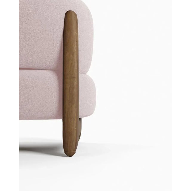 Modern Modern Tobo Armchair in Fabric Boucle Ocean Blue and Smoked Oak by Collector Studio For Sale - Image 3 of 5