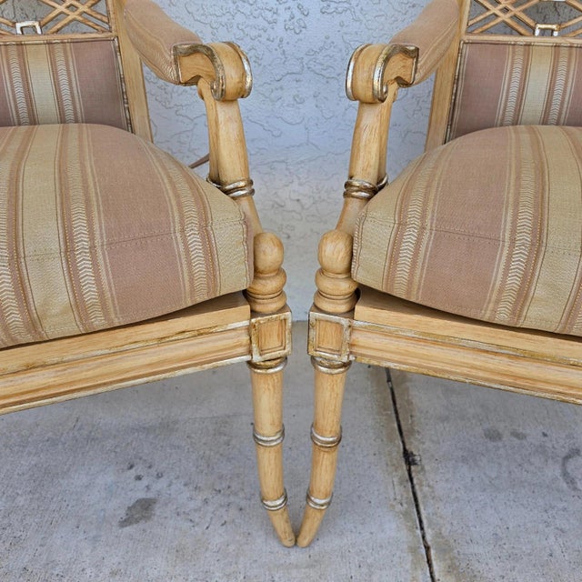 Century Furniture Regency Cane Seat Armchairs Pair For Sale - Image 11 of 18