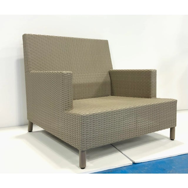 Metal Barbara Barry for Baker McGuire Gray Woven Resin Outdoor Plateau Lounge Chair For Sale - Image 7 of 7