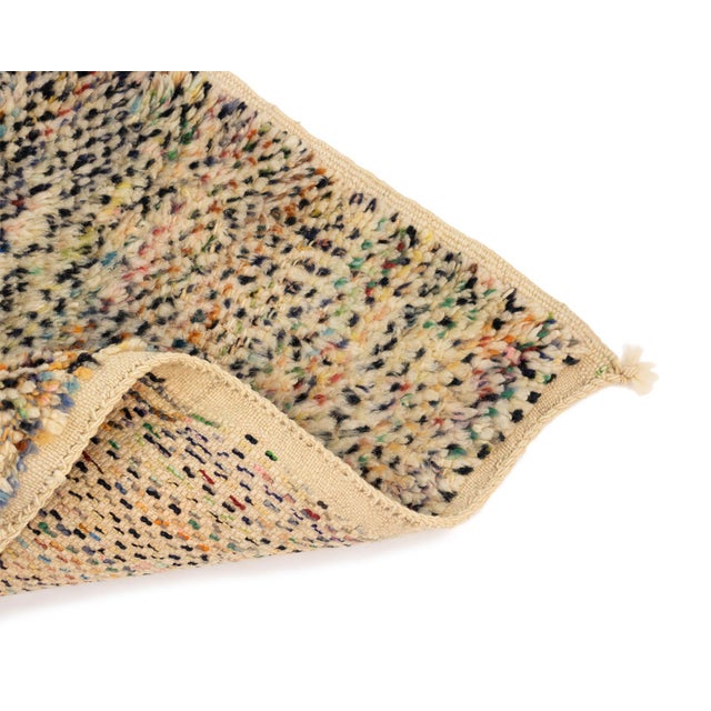 Textile Abstract Hand-Knotted Moroccan Wool Rug | 6'11" X 3'8" | One of a Kind For Sale - Image 7 of 7