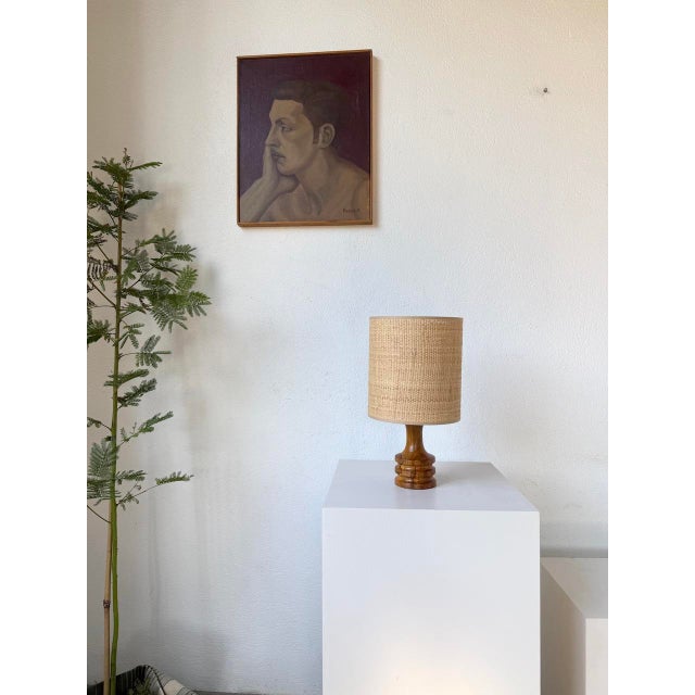 Brown Turned Olive Wood Table Lamp, 1950s For Sale - Image 8 of 17