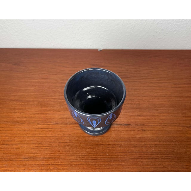 Ceramic Mid-Century Modern Germany Blue Ceramic Candle Holder from Gebr. H.u.G. Claussen, 1960s For Sale - Image 7 of 13