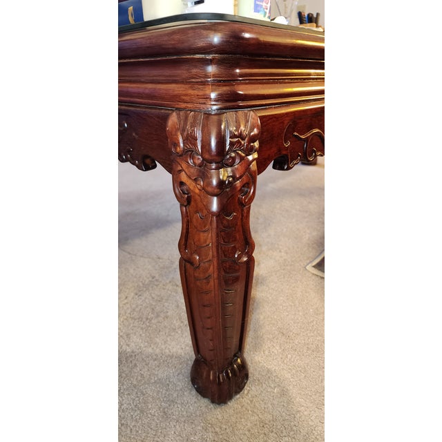 Auburn Asian Rosewood Coffee Table With Glass Top For Sale - Image 8 of 9
