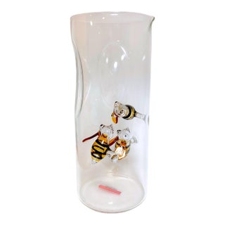 Massimo Lunardon Art Glass Pitcher With Applied Handblown Bees, Made in Italy for Neiman Marcus For Sale