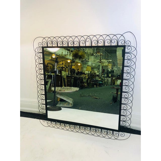 Mid-Century Modern 1950s Mid-Century Iron Mirror For Sale - Image 3 of 8
