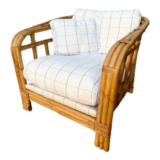 Late 20th Century Ralph Lauren Coastal Style Rattan Club / Accent Chair For Sale