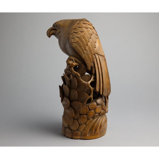 Japanese Meiji Period Carved Boxwood Okimono of a Hawk, Joel & Margaret Chen Collection For Sale - Image 10 of 15