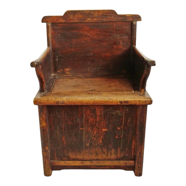 Vintage Chinese Trunk Box Arm Chair For Sale