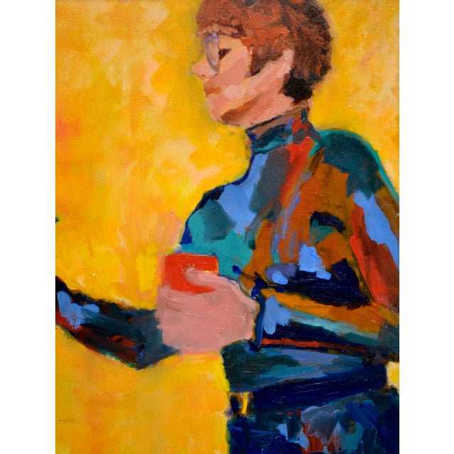 American "Artist at Work" - Portrait of the Artist in Oil on Canvas by Christine Chatwell For Sale - Image 3 of 3