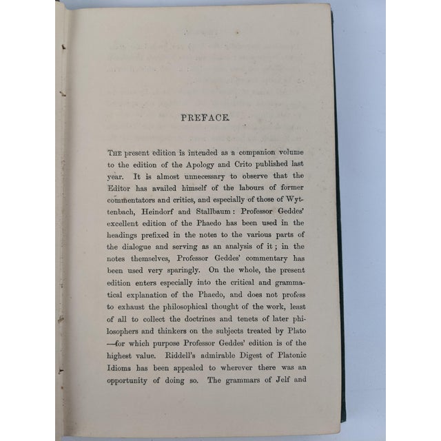 Antique Plato Phaedo 1875 & Republic 1907 Blue Green Gold Gilt Books - Pair For Sale - Image 10 of 18