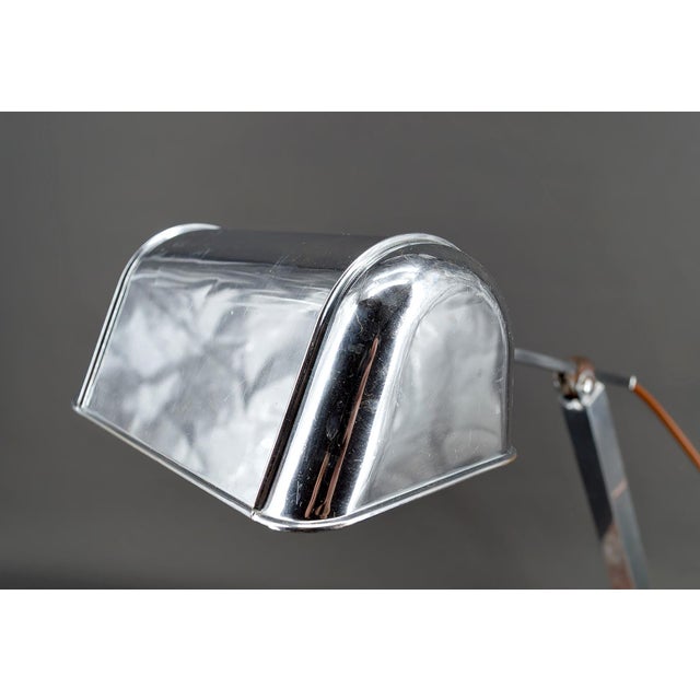 Metal Art Deco Modernist Desk Lamp in Chrome, Aluminum and Marble, France, 1930s For Sale - Image 7 of 17