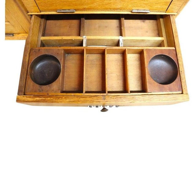 Rustic 1910s Waddell Wooden Ware Works Oak Country Store Display Case & Cash Register Drawer For Sale - Image 3 of 16