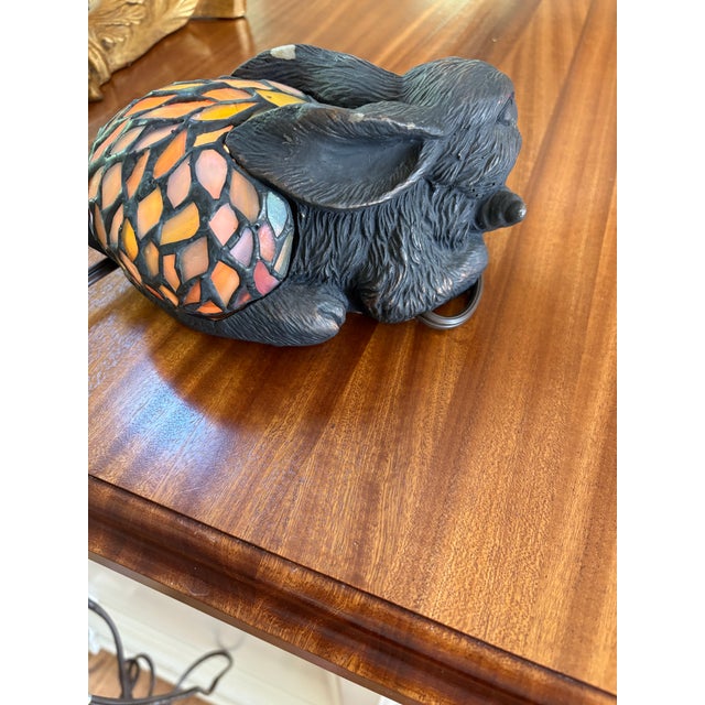 1990s Tiffany Rabbit Stained Glass Lamp For Sale - Image 4 of 9