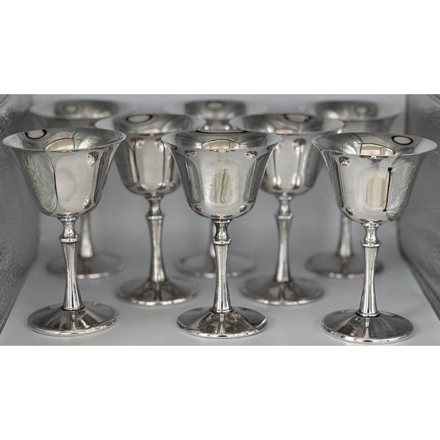 Made in Italy El De Uberti Mid-Century Silver Plated Goblets - Set of 8 For Sale - Image 11 of 17