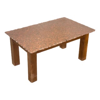 Poplar Wood & Granite Coffee Table, 1970s For Sale