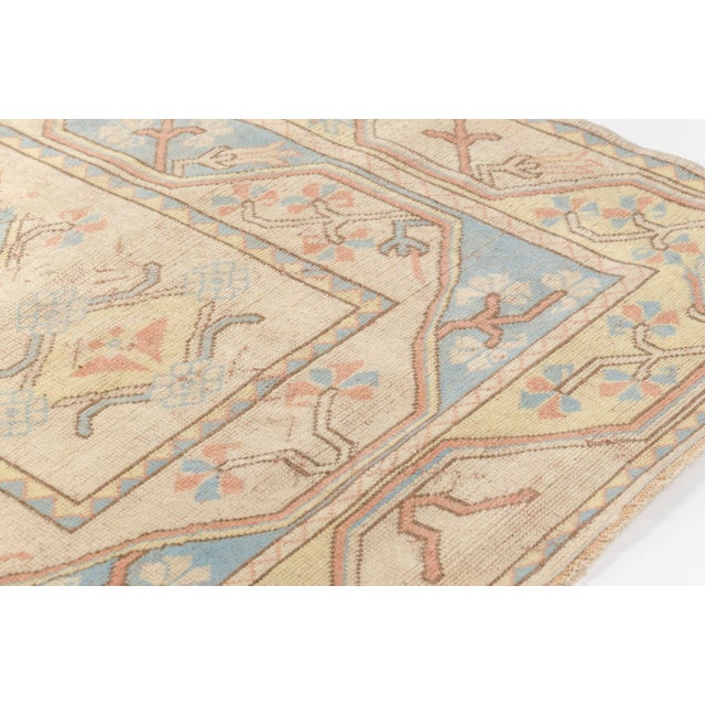 Tan Vintage Floral Turkish Wool Carpet For Sale - Image 8 of 10