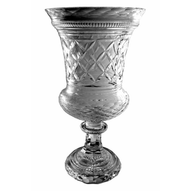 1980s Florentine Renaissance Style Huge Italian Cut and Ground Crystal Medici Vase For Sale - Image 13 of 13