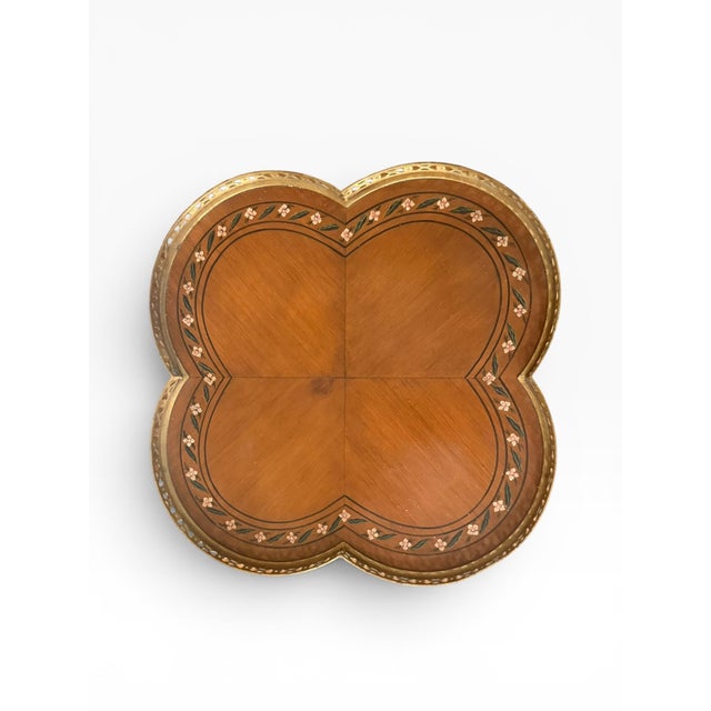 Early 21st Century Theodore Alexander Hand-Painted Quatrefoil Accent Table With Brass Gallery For Sale - Image 5 of 13