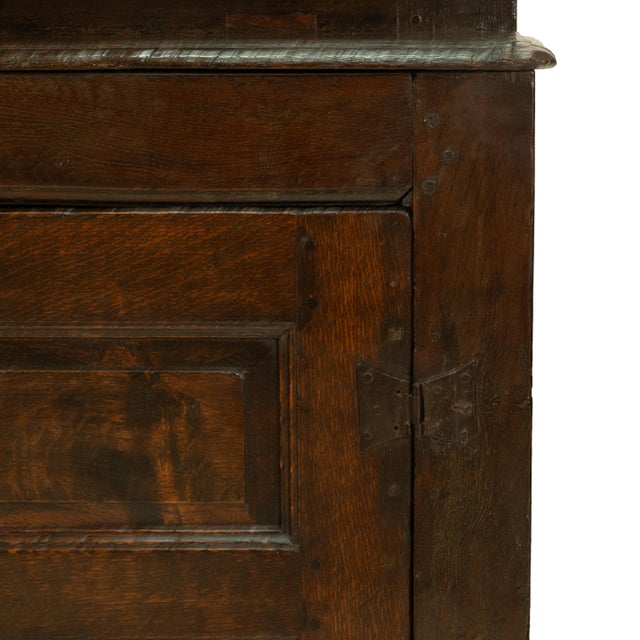 Antique Early 18th Century Welsh English Deuddarn Carved Oak Court Cupboard 1737 For Sale - Image 16 of 16