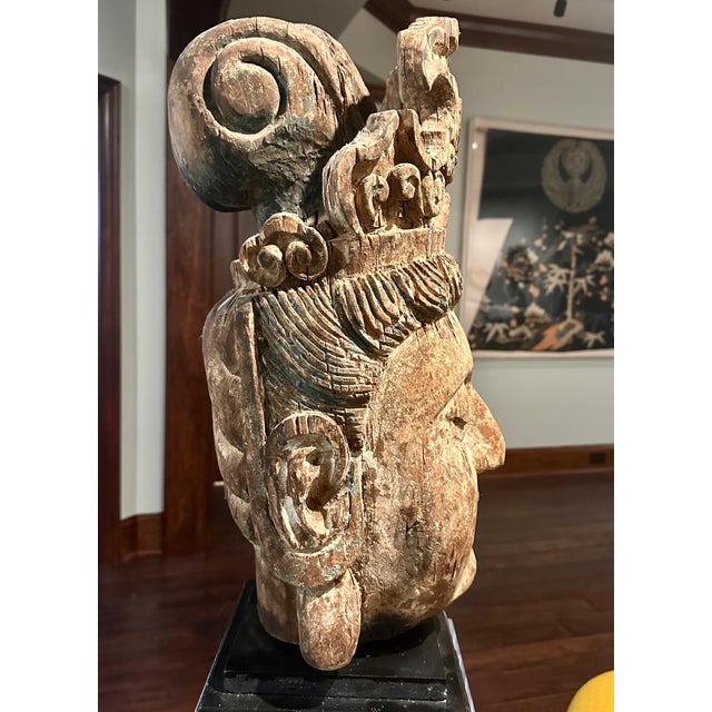 Large Wood Sculpture of Boddhisatva Head Ming Dynasty For Sale - Image 15 of 17