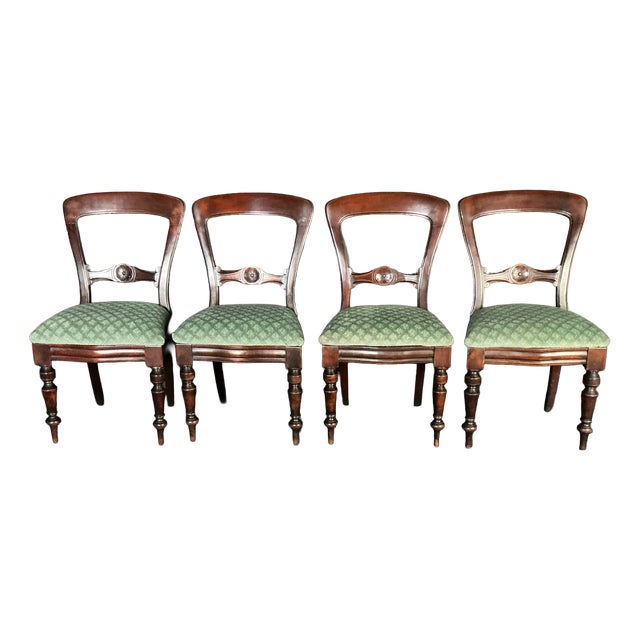 Antique Victorian Mahogany Dining Chairs, 1880, Set of 4 For Sale