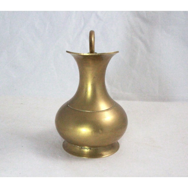 Mid-Century Modern Vintage Solid Brass Pitcher For Sale - Image 3 of 7