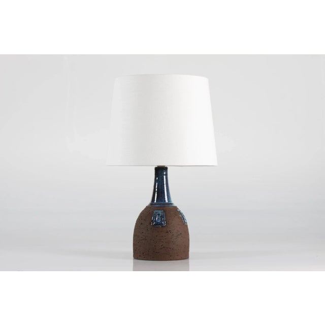 Brutalist Brown and Blue Ceramic Table Lamp by Fridtjof Sejersen for Sejer Ceramic, Denmark, 1970s For Sale - Image 10 of 10