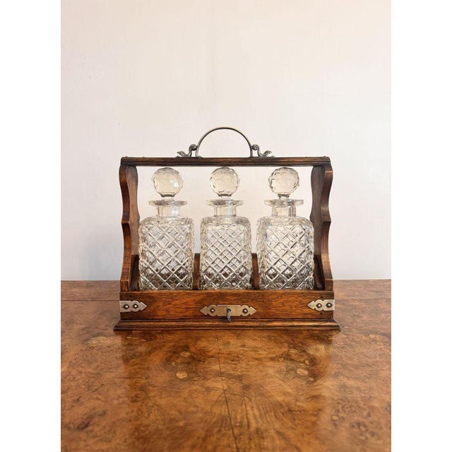 Antique Victorian Oak Tantalus, 1880, Set of 4 For Sale - Image 3 of 7