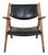CH28 Sawback Lounge Chair in Oak and Black Leather by Hans Wegner, 1960s For Sale