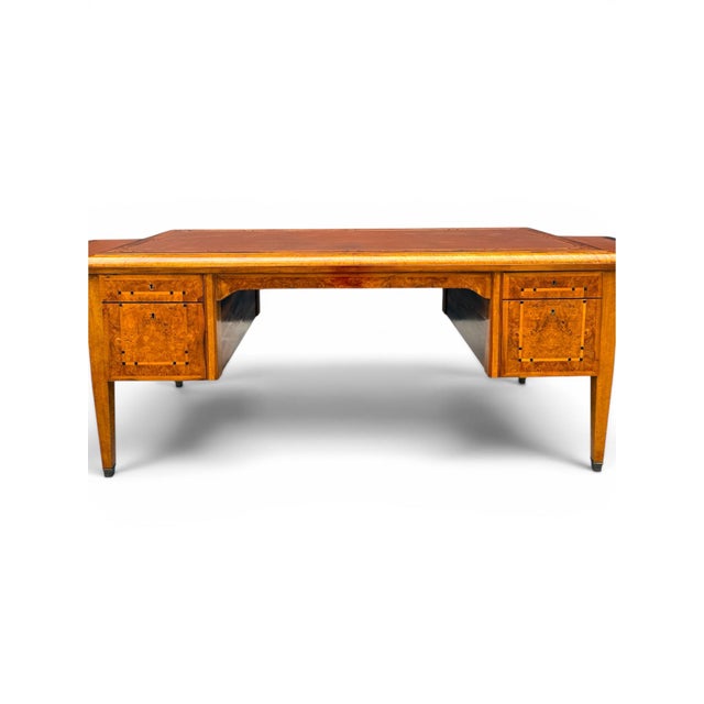 1920s French Art Deco Desk With Finely Inlaid Leather Top For Sale - Image 12 of 15