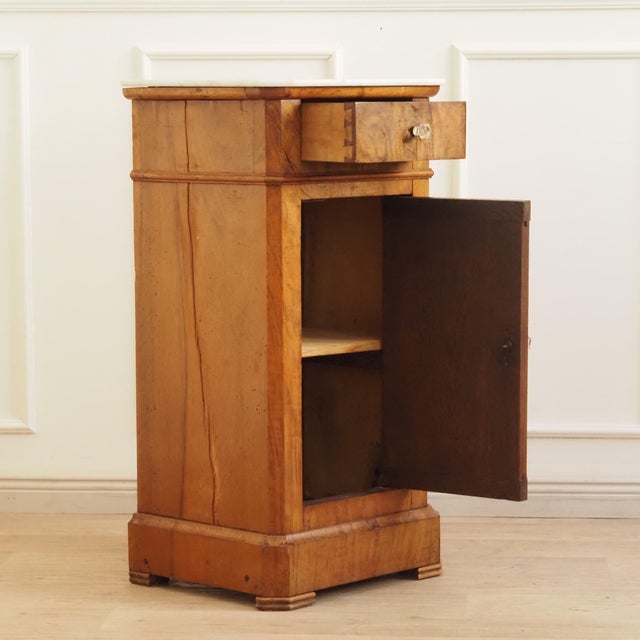 Antique Louis Philippe Bedside Table in Burr Walnut with Marble Top, 1860s For Sale - Image 14 of 14