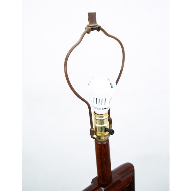 1960s Mid Century Modern Danish Solid Mahogany Floor Wood Lamp For Sale - Image 11 of 11