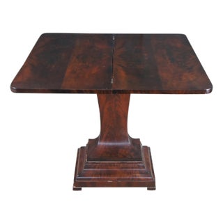 Antique 19th Century American Empire Crotch Mahogany Game Card Console Table For Sale