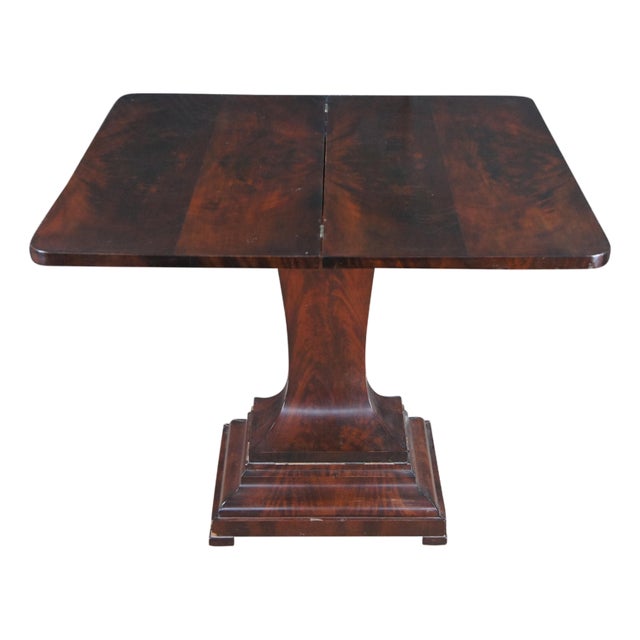 Antique 19th Century American Empire Crotch Mahogany Game Card Console Table For Sale