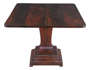 Antique 19th Century American Empire Crotch Mahogany Game Card Console Table