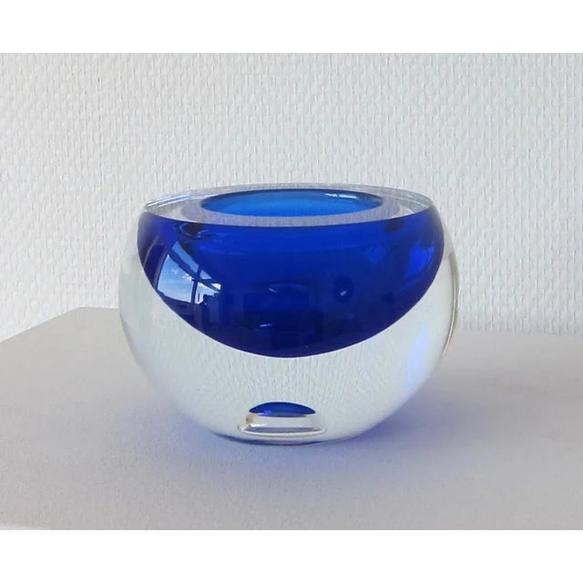 Royal Blue Thick Murano Glass Bowl, 1970s For Sale - Image 3 of 7