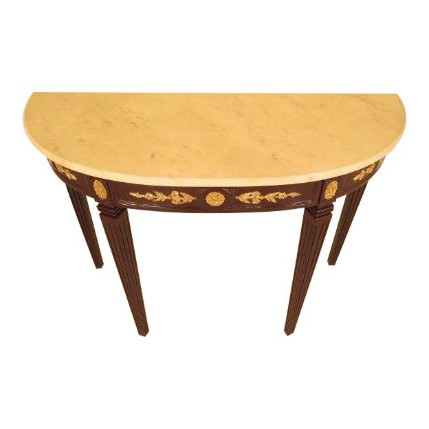 Regency Faux Marble Top Demi Lune Console Table Chairish
