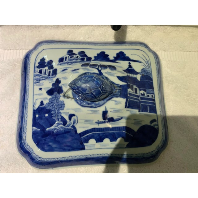 Here is one of my personal collections: 18th C. Antique Chinese blue and white canton covered tureen, beautiful Hand...