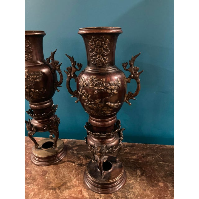 Japanese Meiji Period Large 19th Century Japanese Bronze Vase Urn Dragon Heads 18'' For Sale - Image 3 of 18