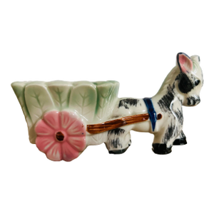 Vintage Petite Donkey and Cart Ceramic Planter