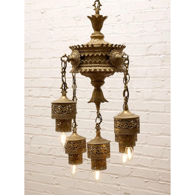 Art Deco Early 20th Century Bohemian Art Deco, Moroccan Style Hanging Chandelier For Sale - Image 3 of 5