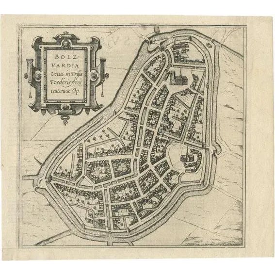 Antique Map of the City of Bolsward, 1598 For Sale - Image 5 of 5