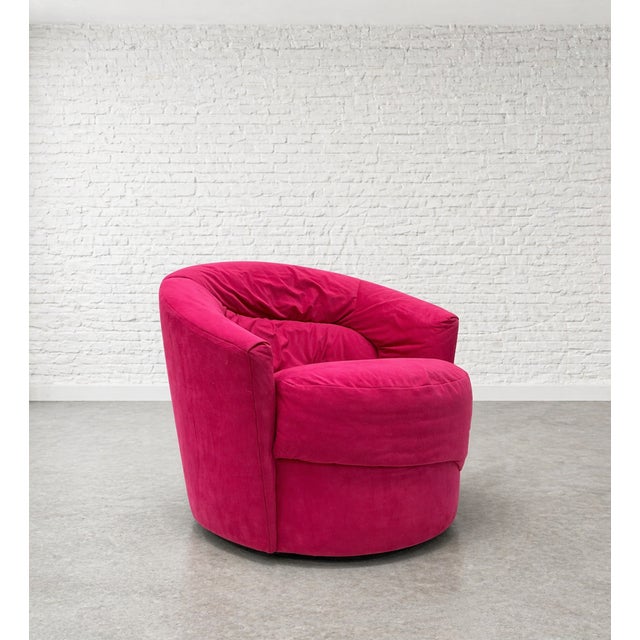 Vladimir Kagan Postmodern Pink Swivel Lounge Chair / Armchair in the Style of Vladimir Kagan, C. 1980's For Sale - Image 4 of 9