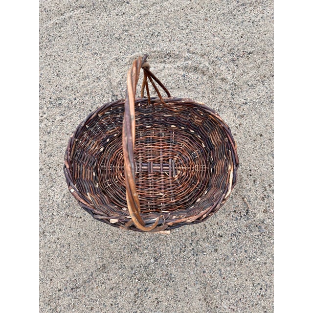 1970s 1970s Dark Willow Gathering Basket For Sale - Image 5 of 9