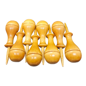 8 Vintage Smooth Turned Wooden Corn Cob Holders - Set of 4