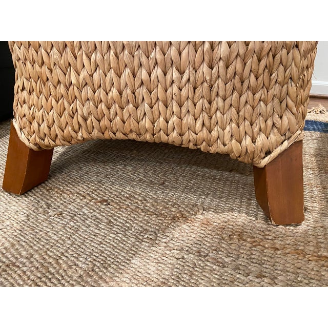 Pottery Barn Seagrass Light Honey Colored Wingback Chairs With Ottoman